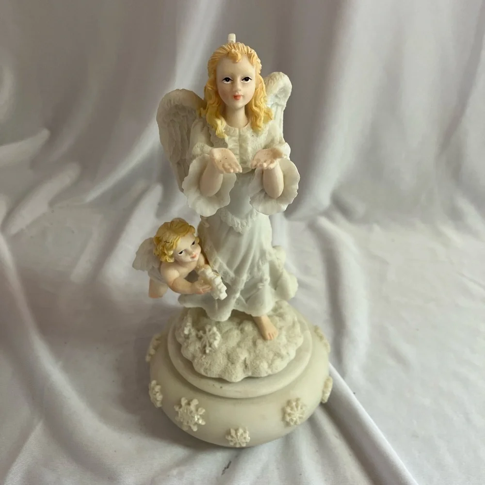 Graceful White Angel Figurine with Child